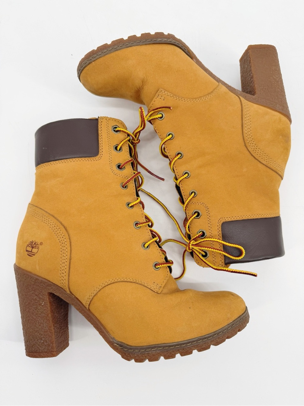 Timberland Glancy 6” Heeled Boots Wheat Nubuck Size 6.5
